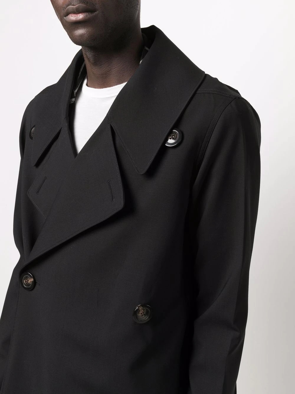 wide-lapel trench coat - 5