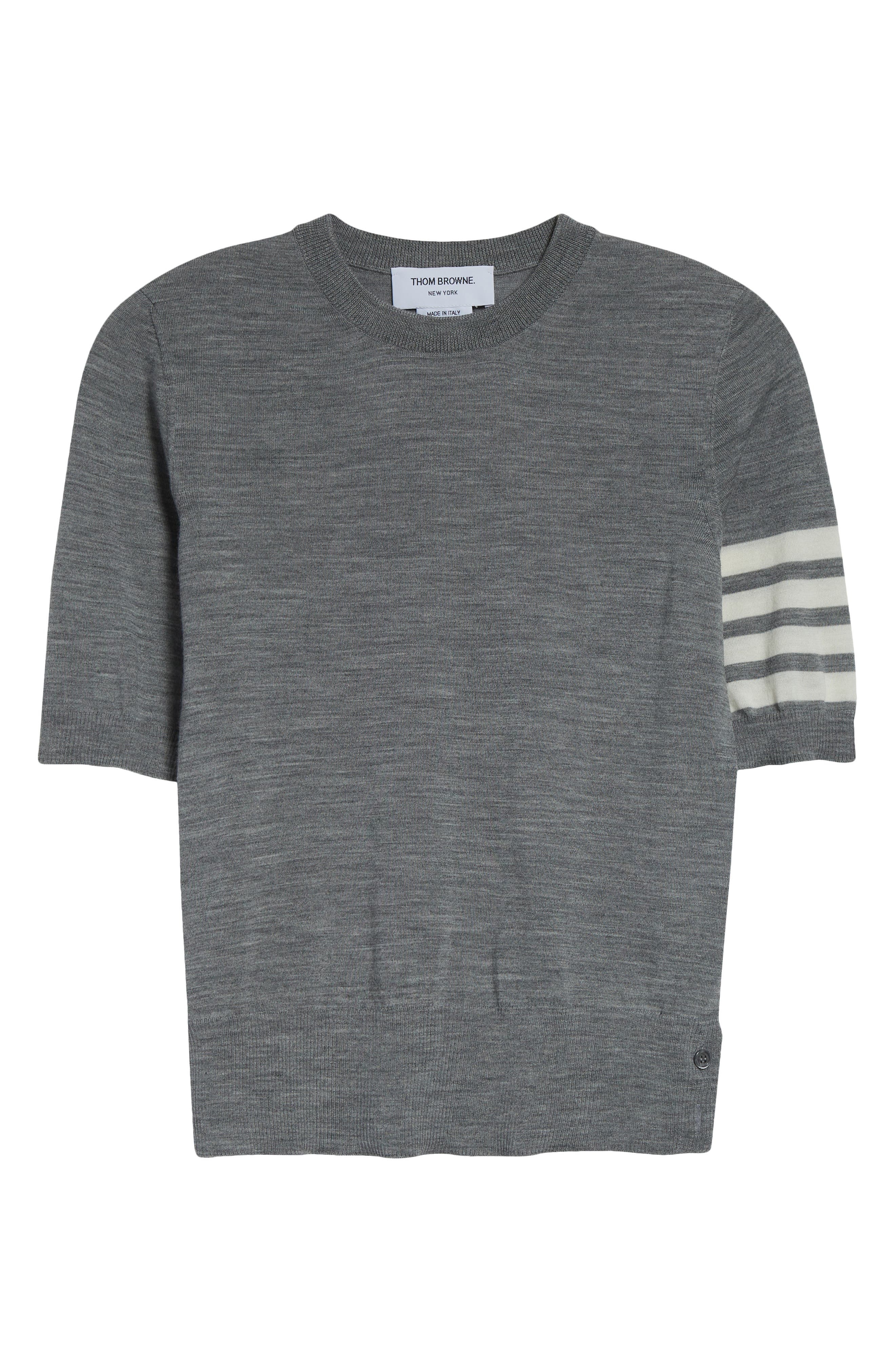Thom Browne 4-Bar Short Sleeve Wool Blend Sweater in Light Grey at Nordstrom - 6
