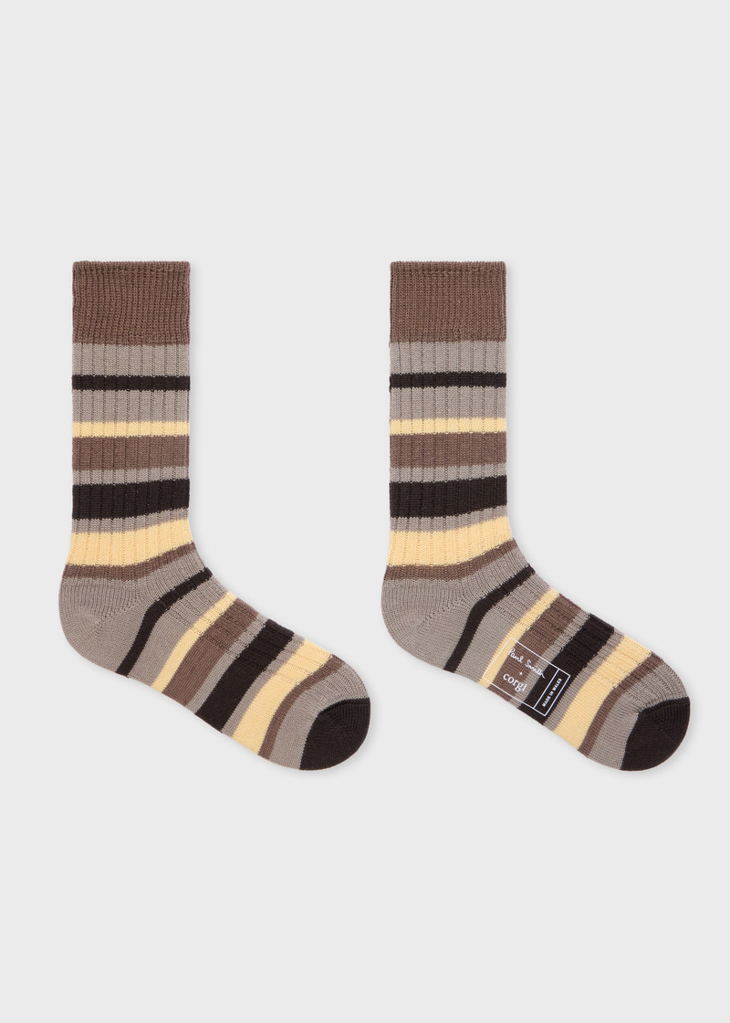 Paul Smith Brown Stripe Merino Wool Socks outlook