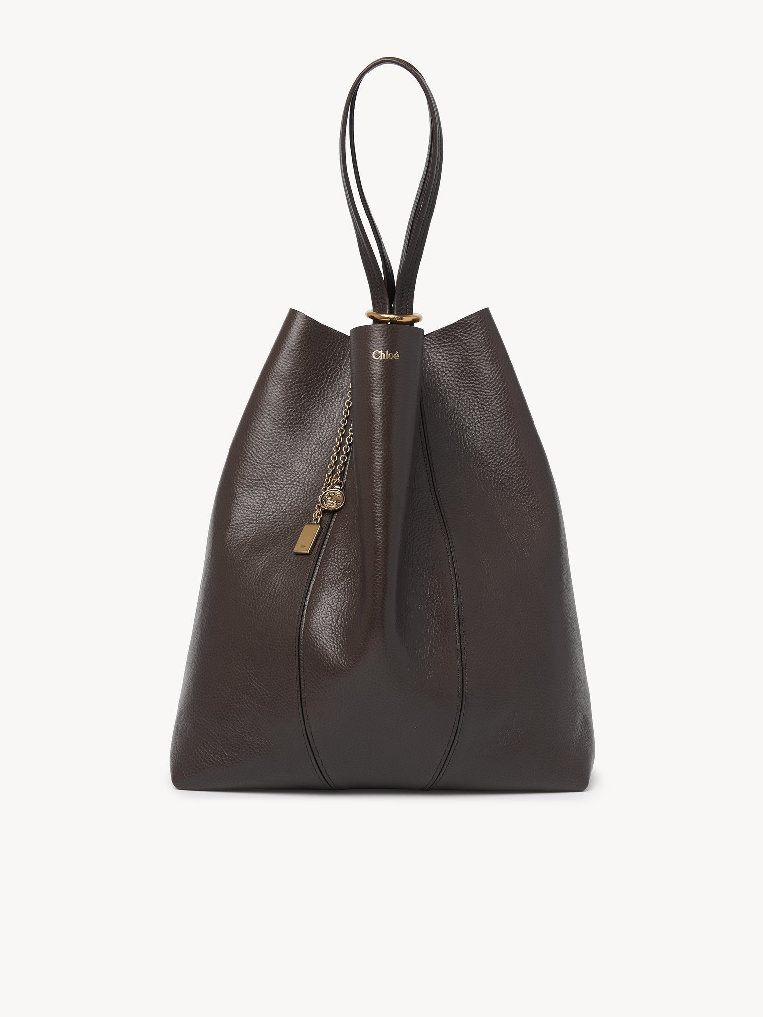 LARGE CHLOÉ SPIN TOTE BAG IN GRAINED LEATHER - 2