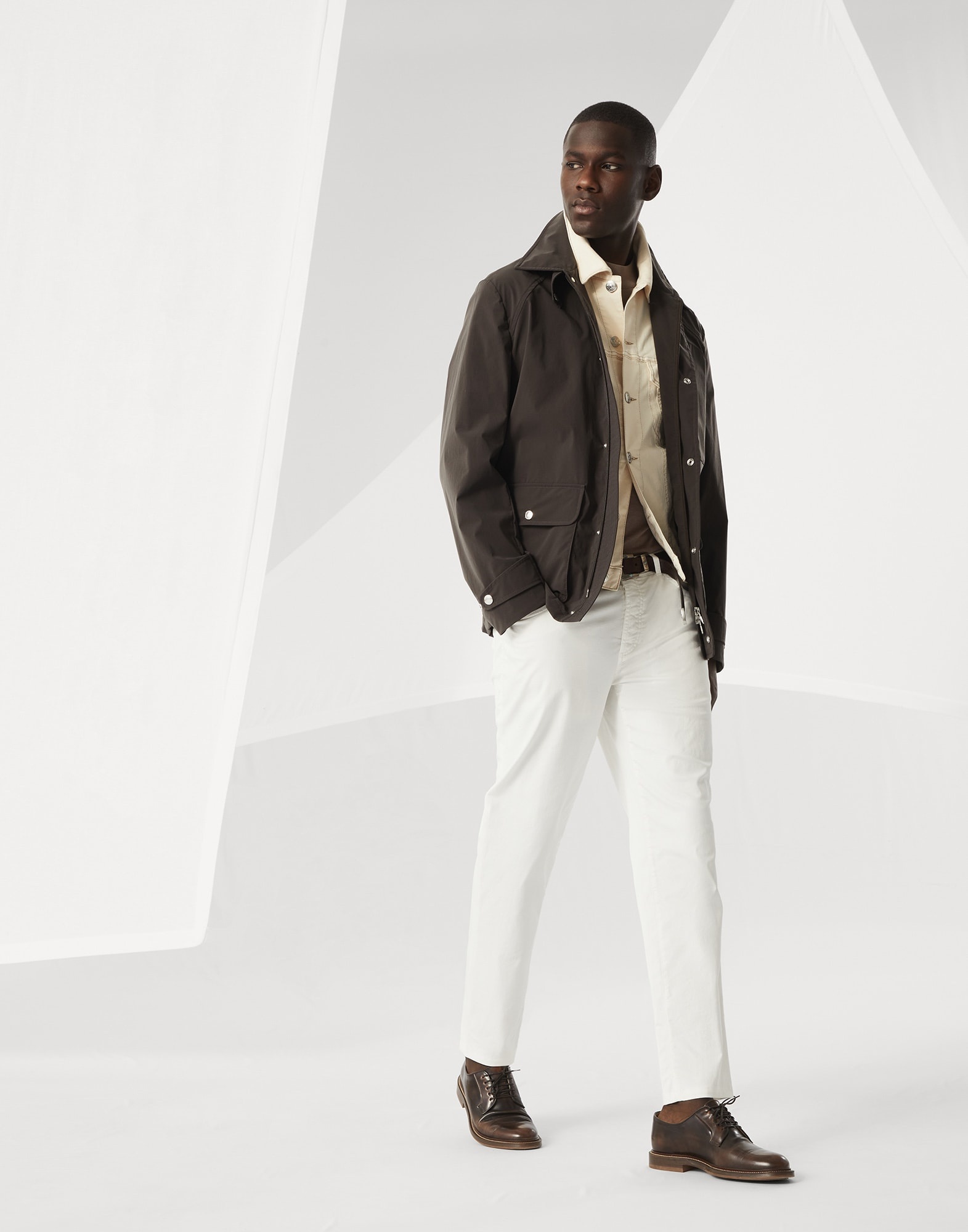 Garment-dyed Italian-fit five-pocket trousers in American Pima comfort cotton gabardine - 4
