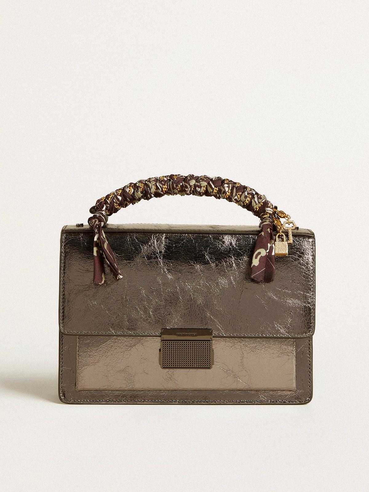 Venezia Bag in anthracite-gray metallic leather with black details - 6