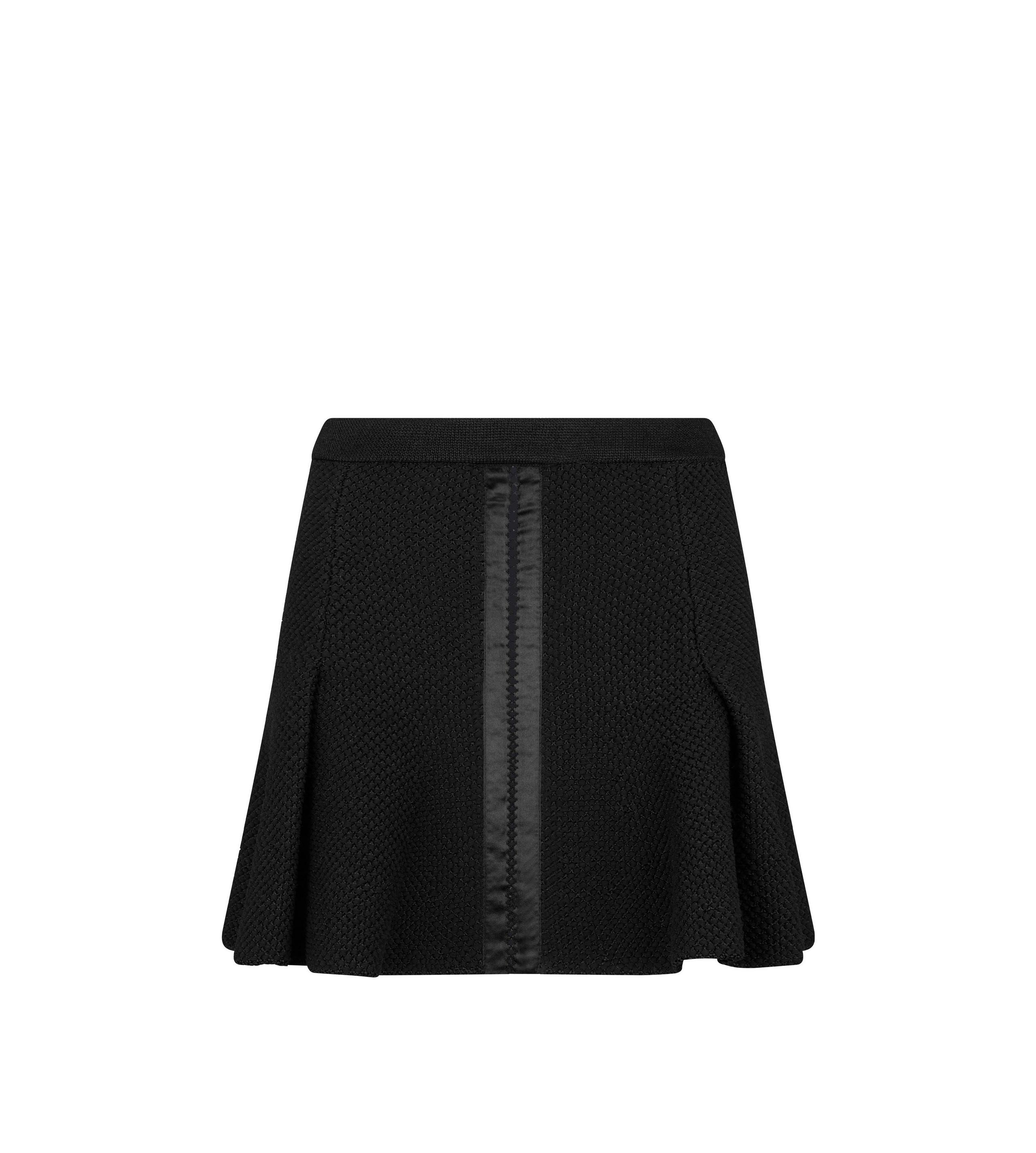 WEAVE STITCH SILK KNIT FLARED MINI SKIRT - 1