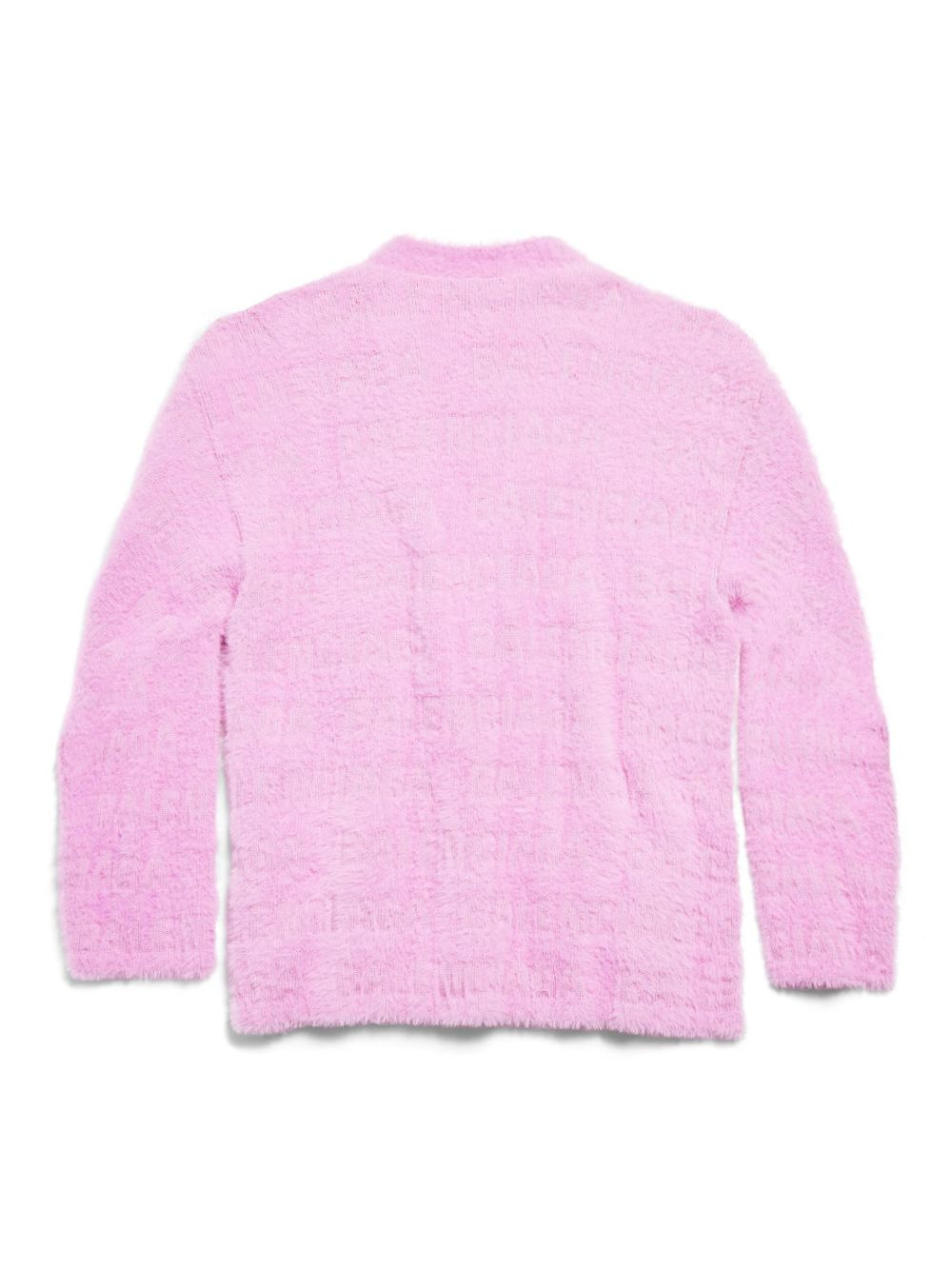 logo-jacquard faux-fur cardigan - 5