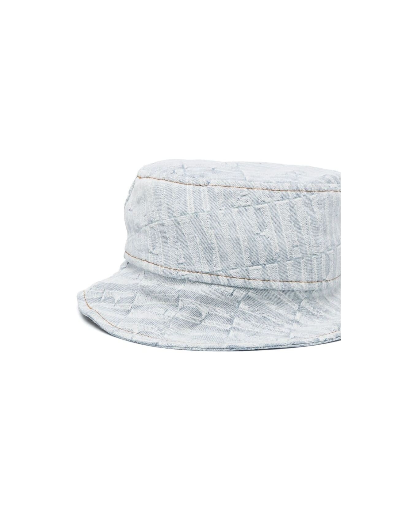 Light Blue Texturized Bucket Hat In Cotton Denim Man - 2