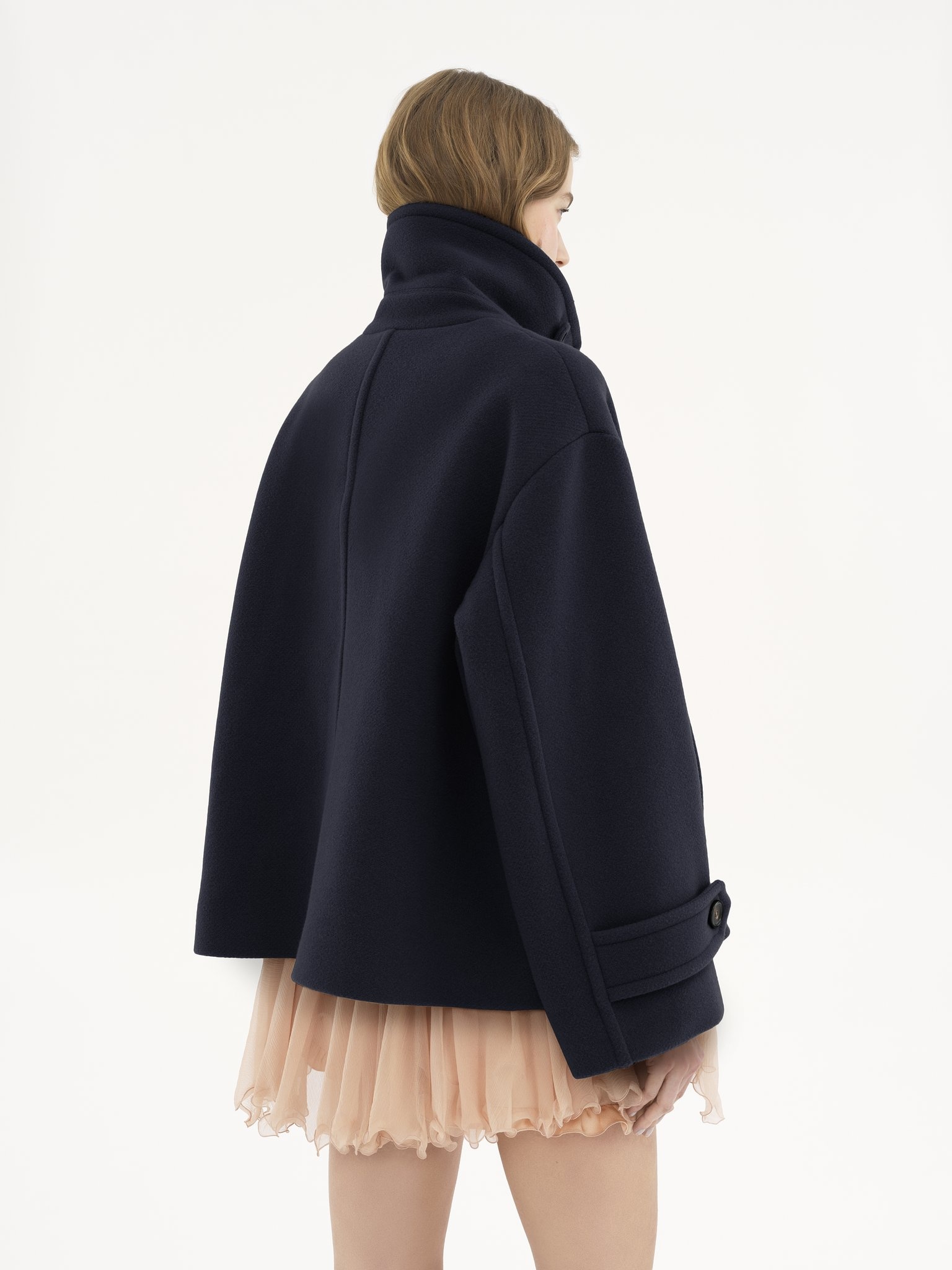 OVERSIZED SHORT COAT IN WOOL - 5