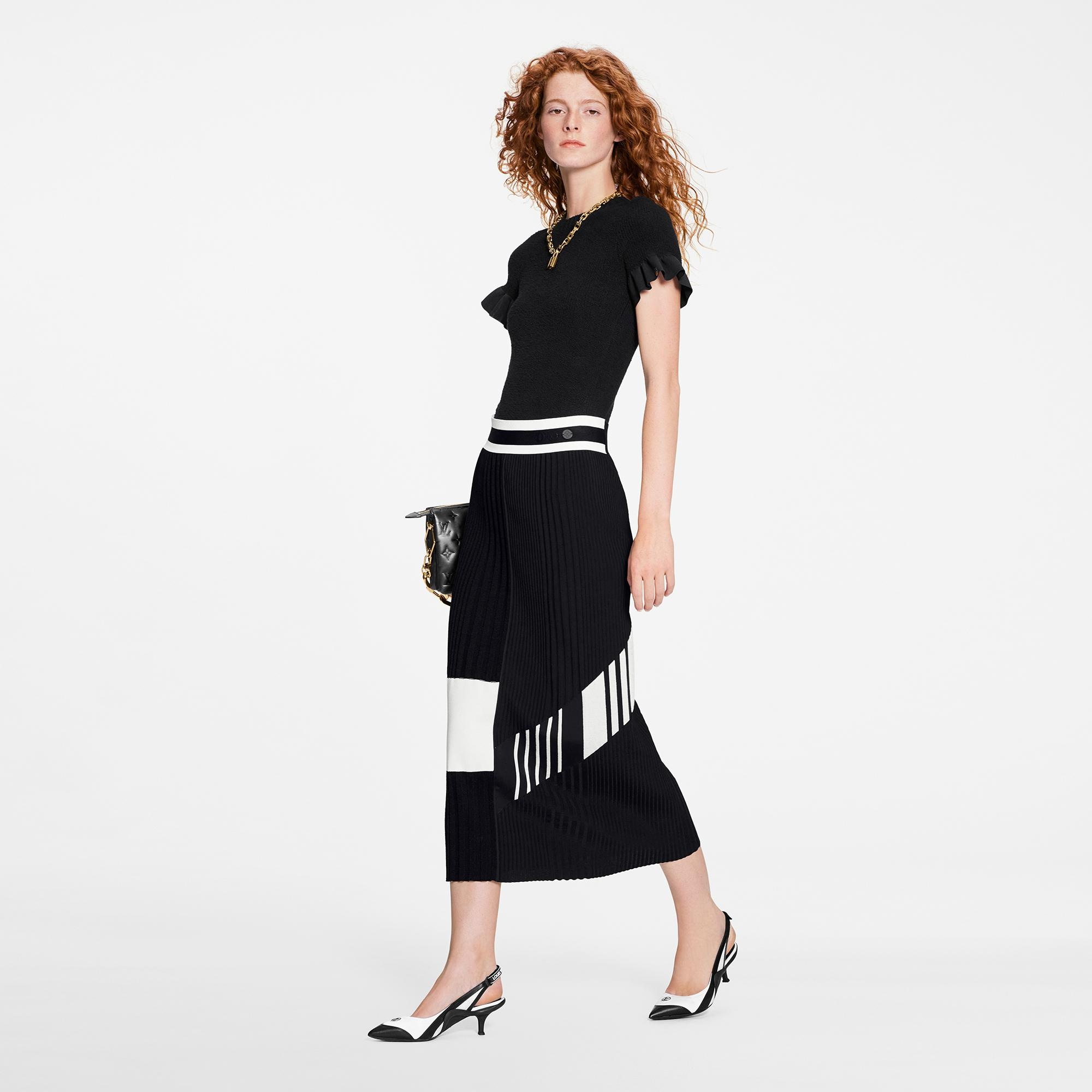Color-Blocked Knit Midi Skirt - 4