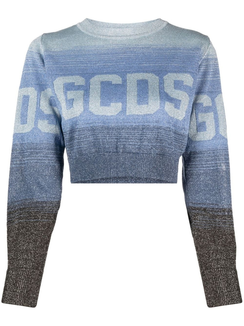 intarsia-knit logo cropped jumper 1