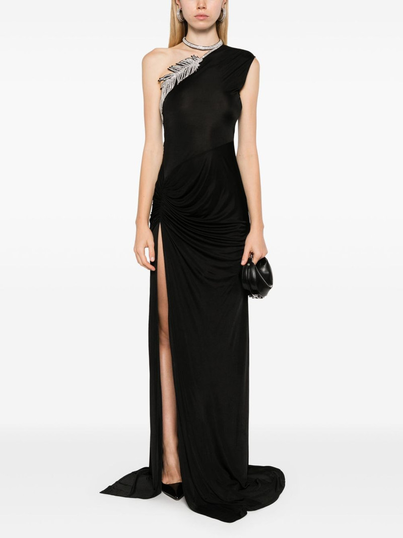 David Koma crystal-feather one shoulder gown outlook