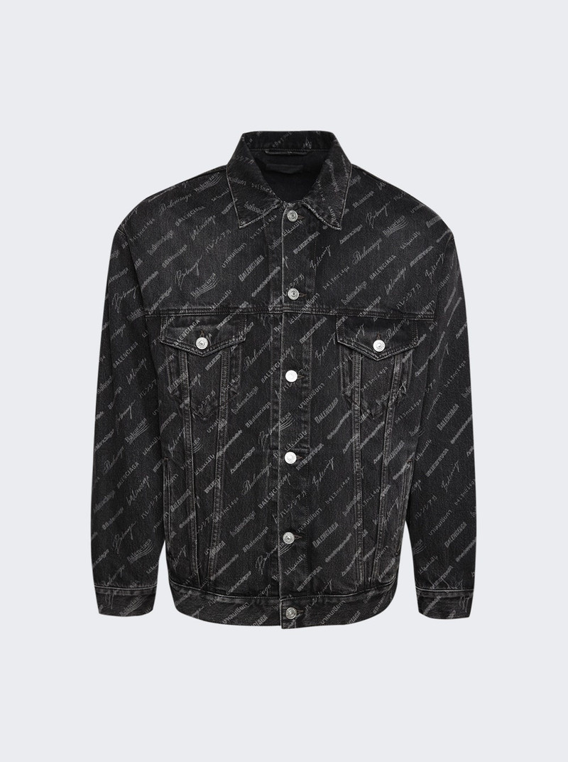 logo-print denim jacket - 1