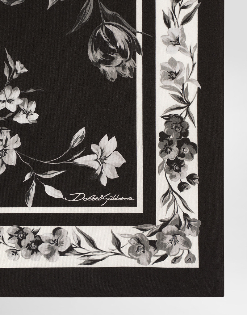 Dolce & Gabbana Flower bouquet-print silk scarf 70x70 outlook