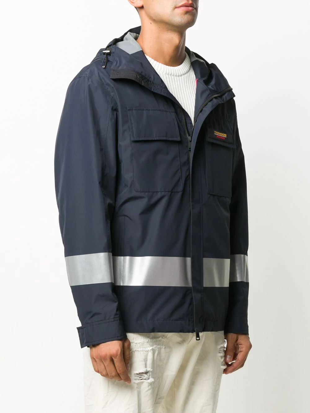 hooded reflective stripe jacket - 3