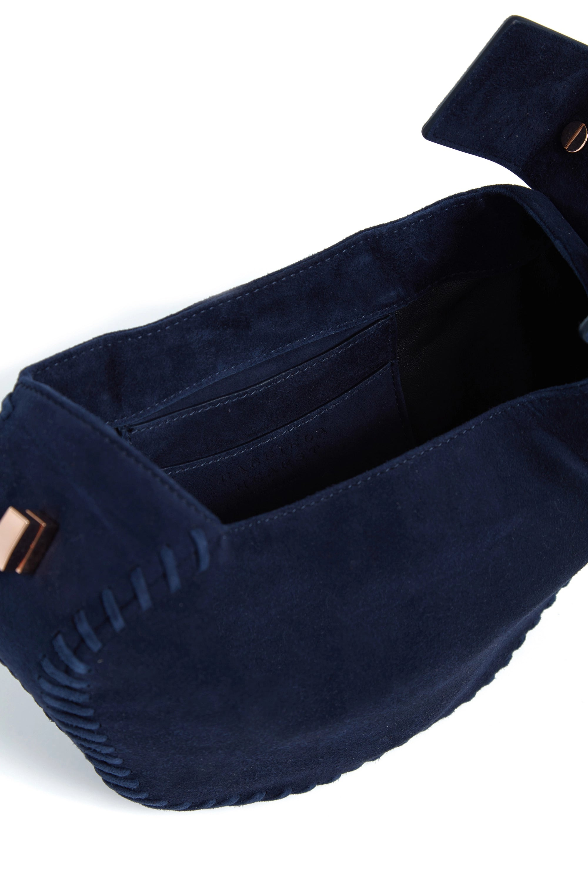 Whipstitch Demi Bag in Navy Suede - 7