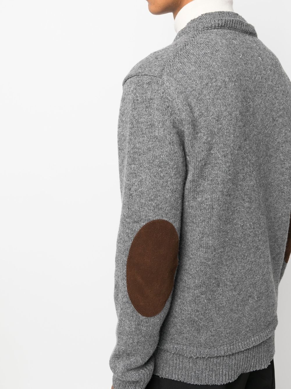 elbow-patch V-neck jumper - 5