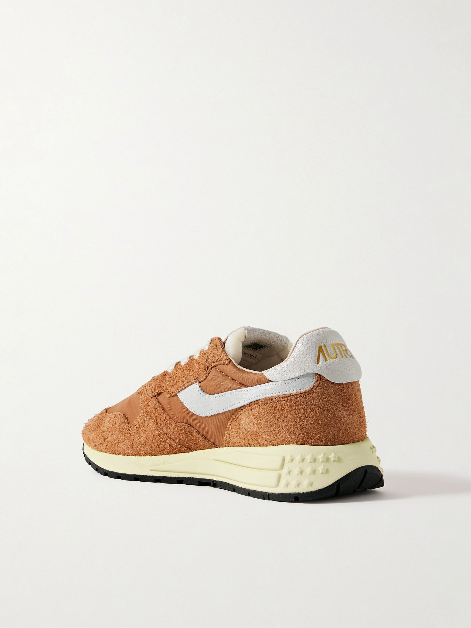 Reelwind Low Cracked-Leather Trimmed Suede and Shell Sneakers Brown - 4