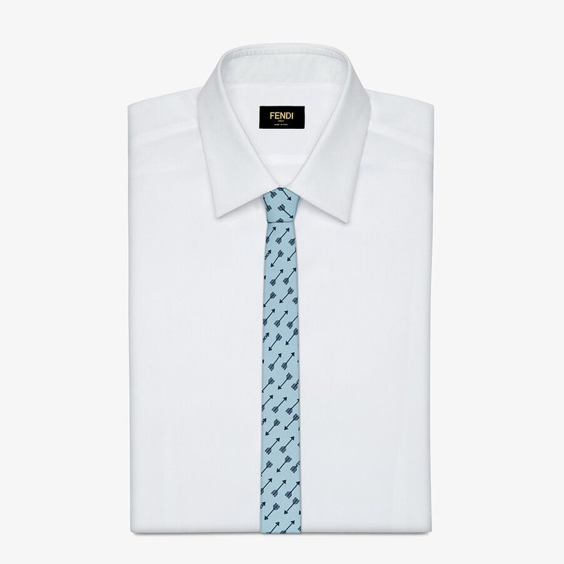 FENDI Light blue silk tie outlook