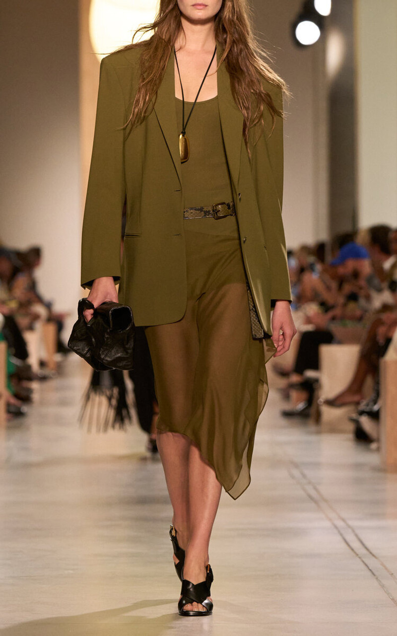 MICHAEL KORS COLLECTION Ryan Single-Breasted Stretch Tissue Wool Crepe Blazer olive outlook