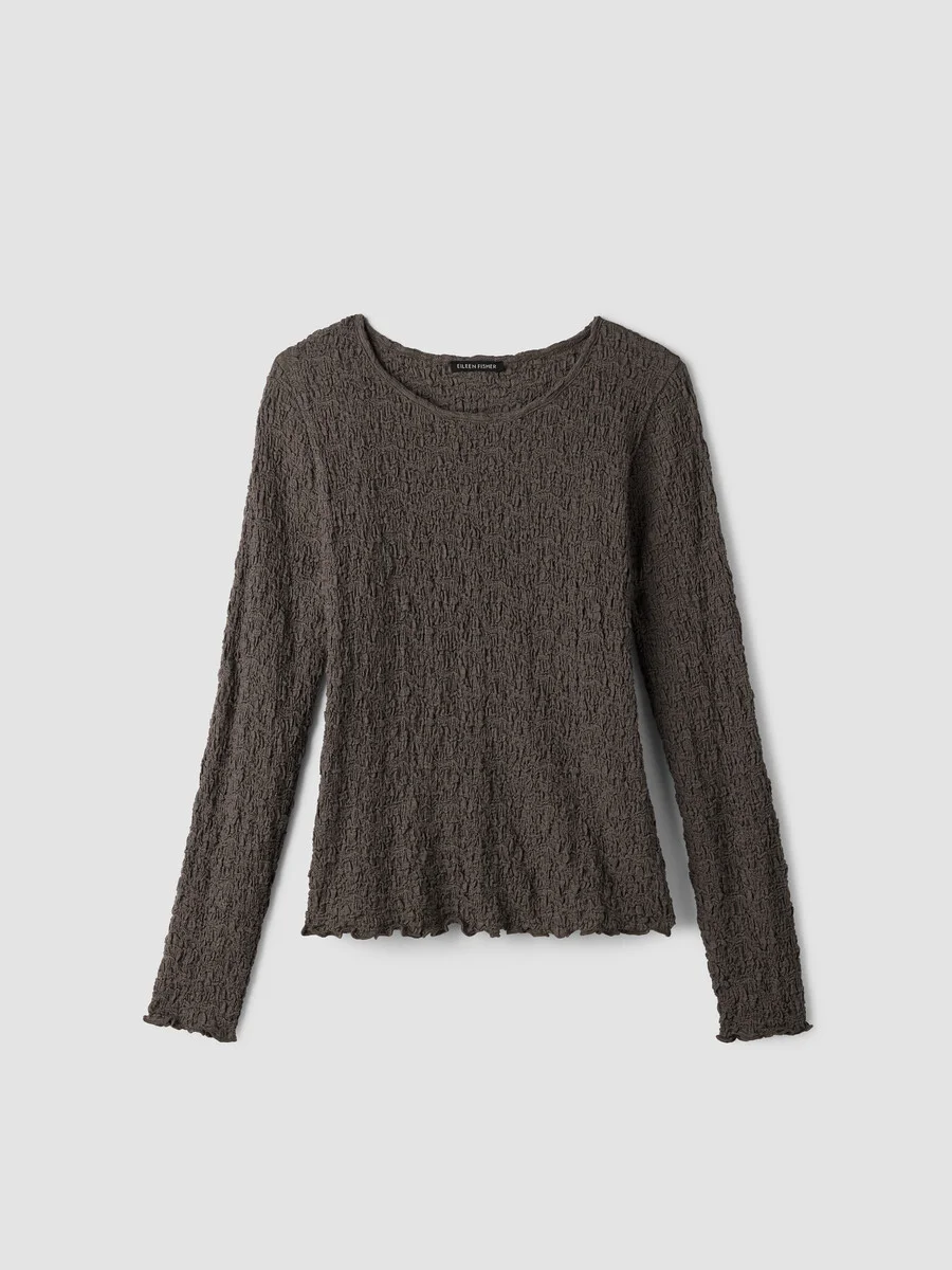 Bubble Jacquard Round Neck Top - 1