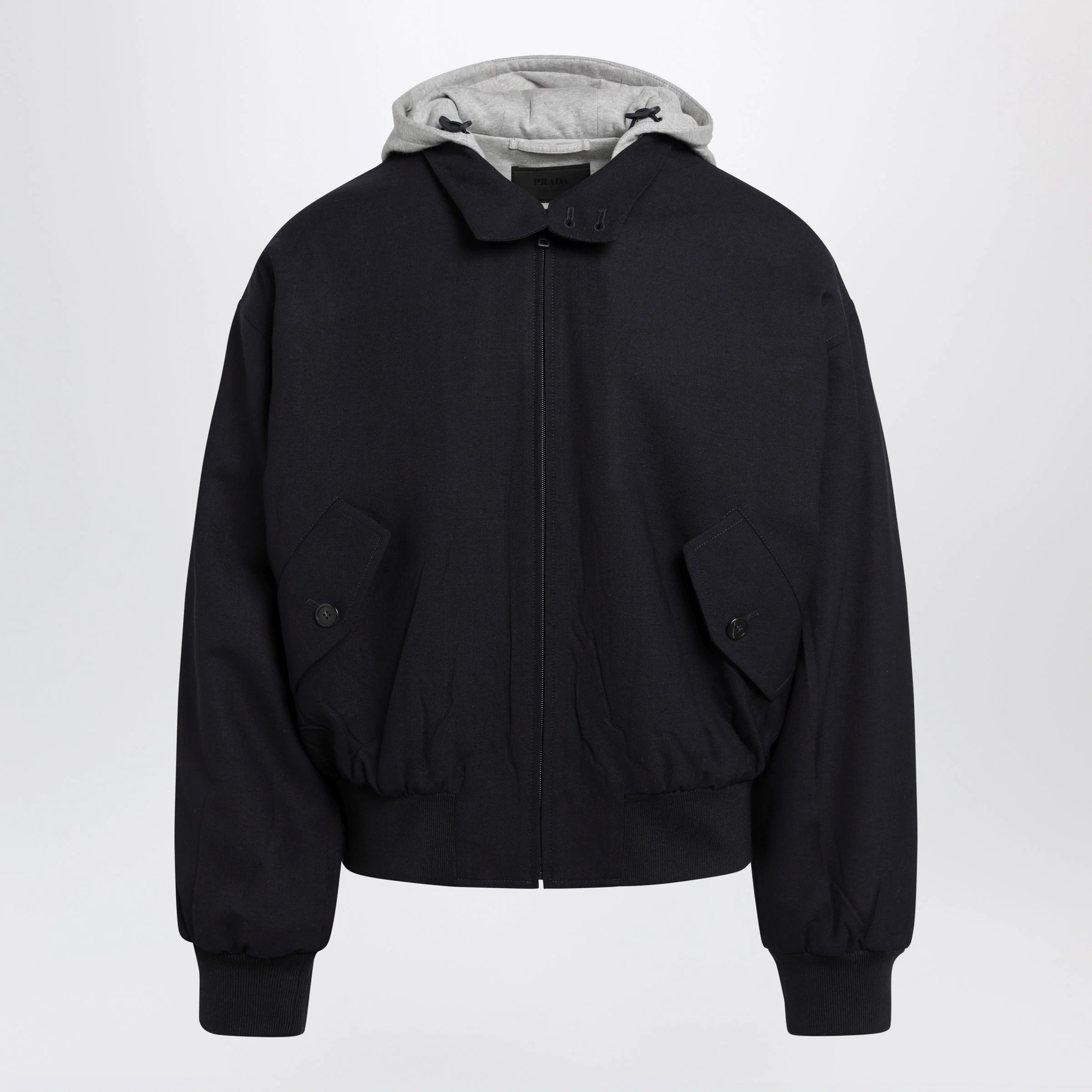 Prada Navy Wool Hooded Jacket Men - 1