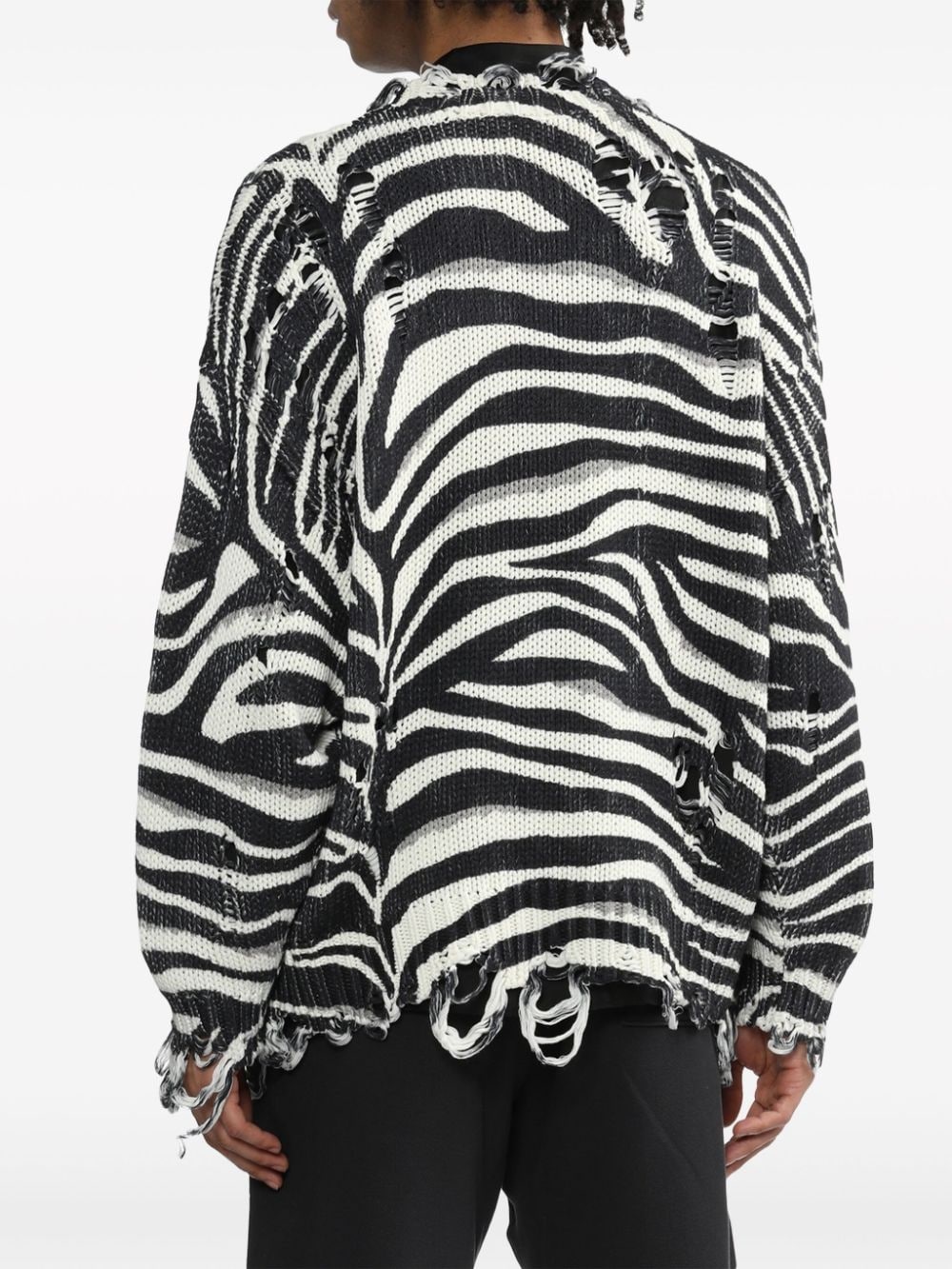 ripped zebra-print jumper - 4