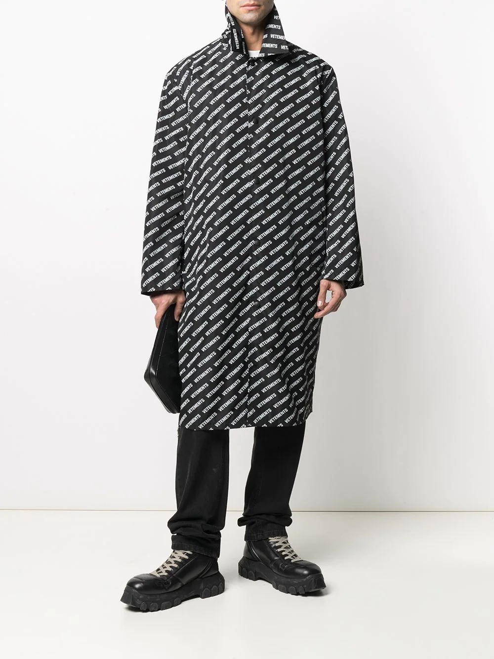 logo print duster coat - 2