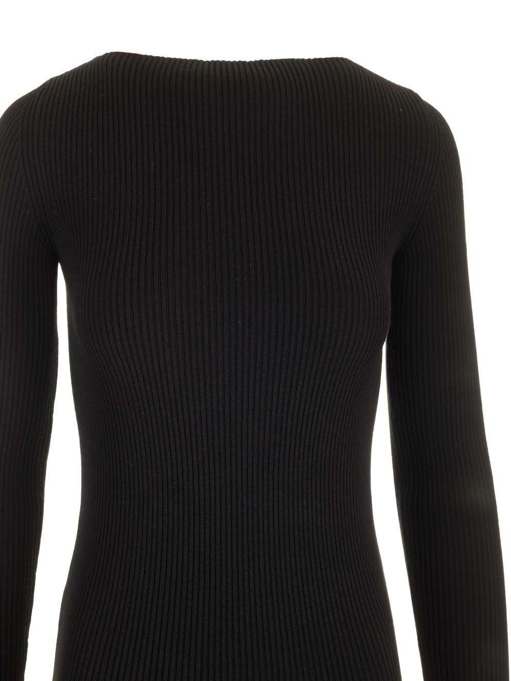 Ribbed Viscose Dress Dresses Black - 4