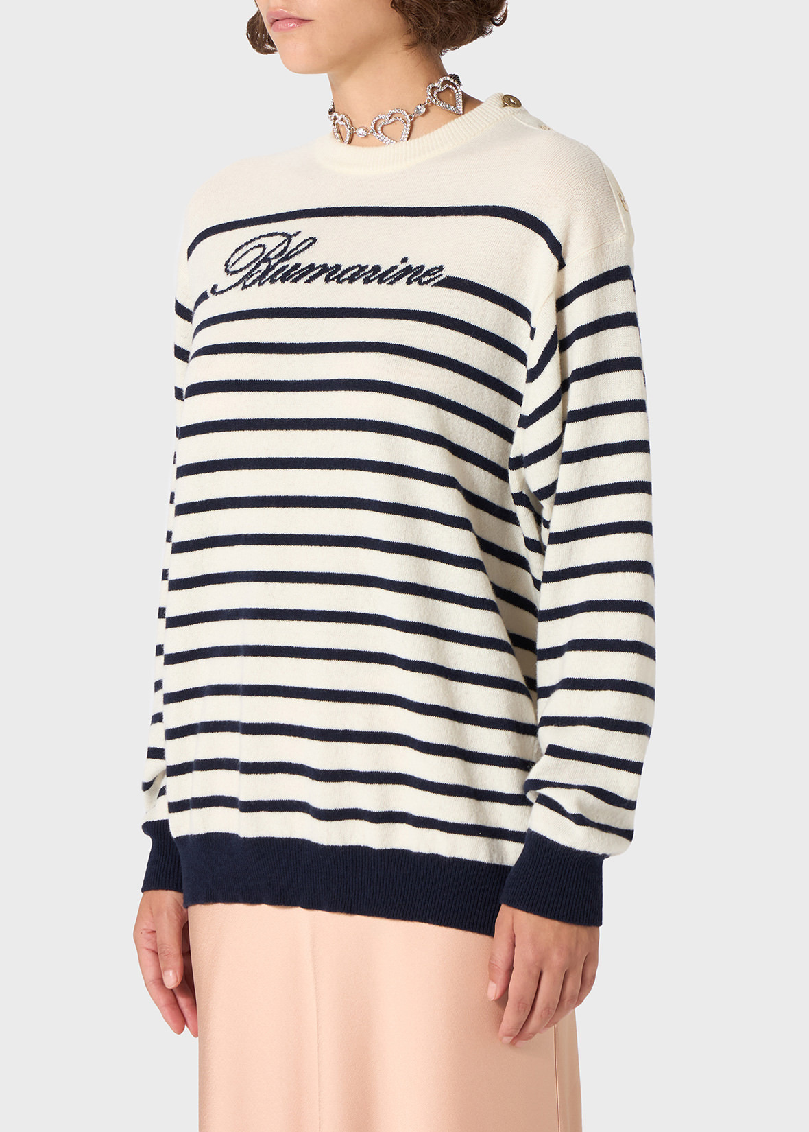 MARINIÈRE WOOL SWEATER WITH BLUMARINE LOGO - 5