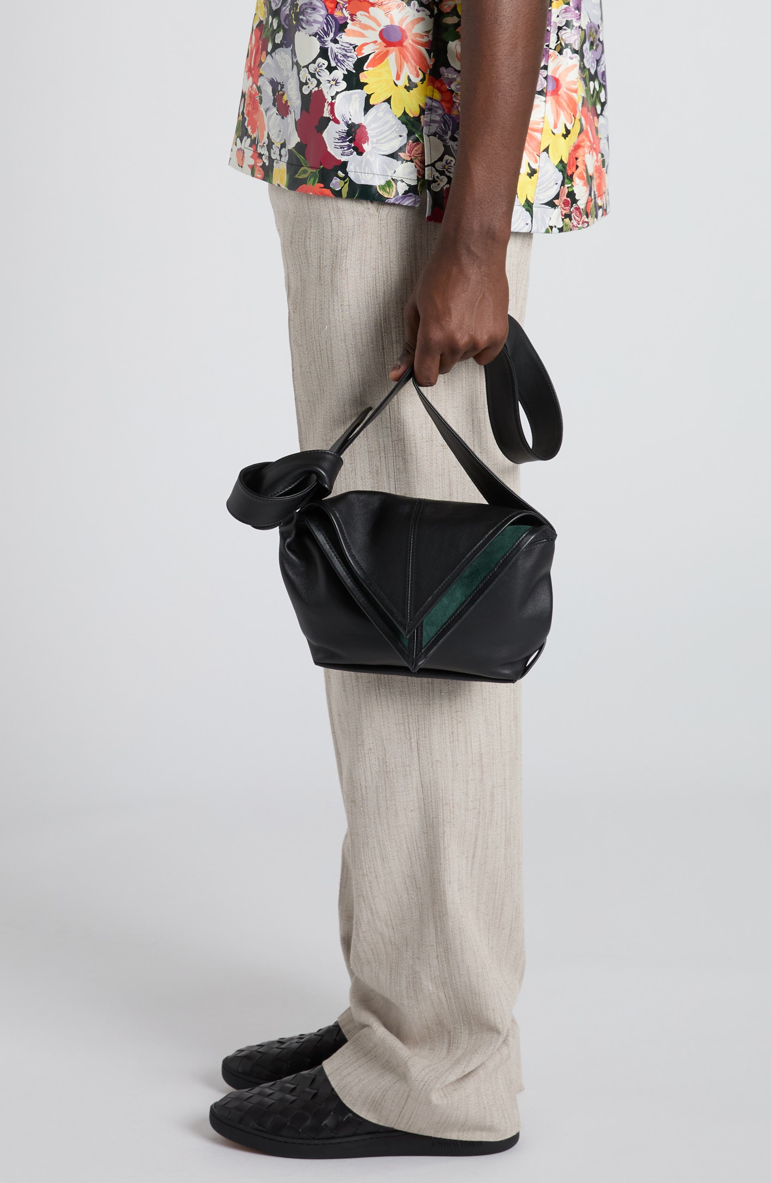 Bottega Veneta Baby Sawyer Leather Hobo Bag in 8803 Black-Silver at Nordstrom - 7
