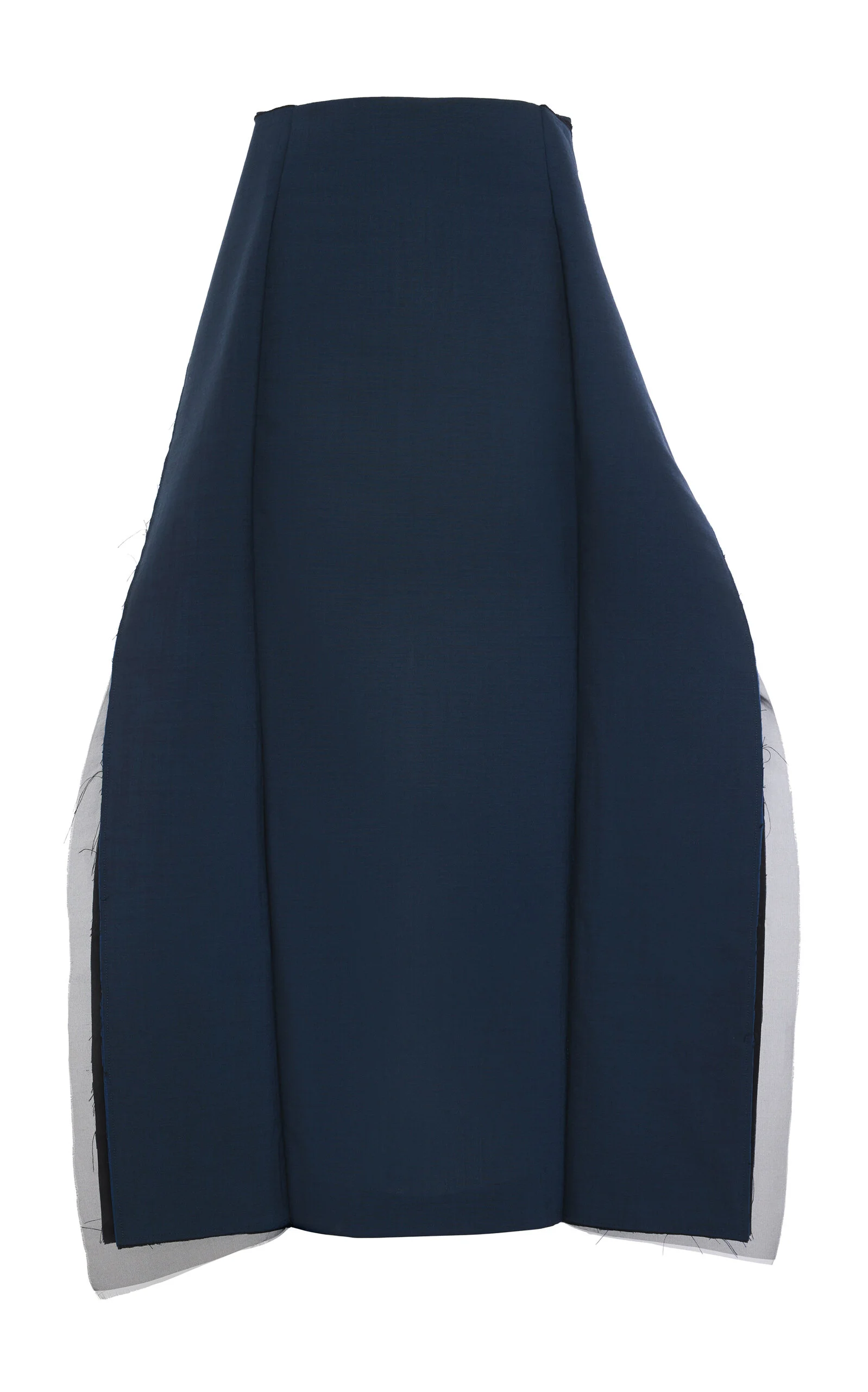 Silk-Wool Structured Panelled Midi Skirt navy - 1