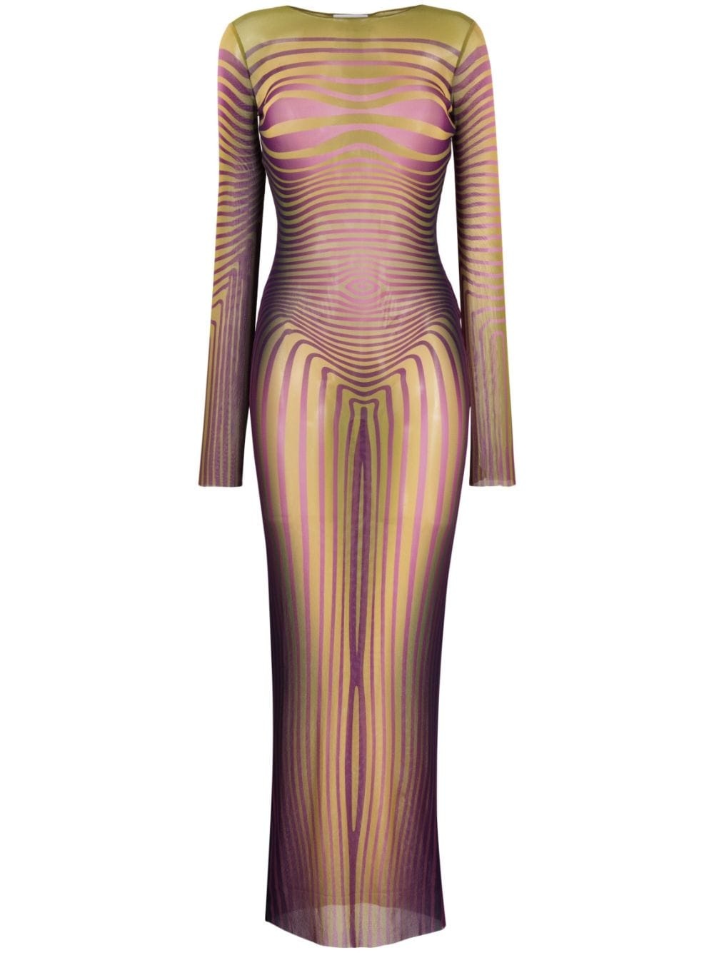 パーティードレス Jean Paul Gaultier Semi-Transparent Stretch Viscose Evening JEAN PAUL GAULTIER Layered draped printed stretch-tulle