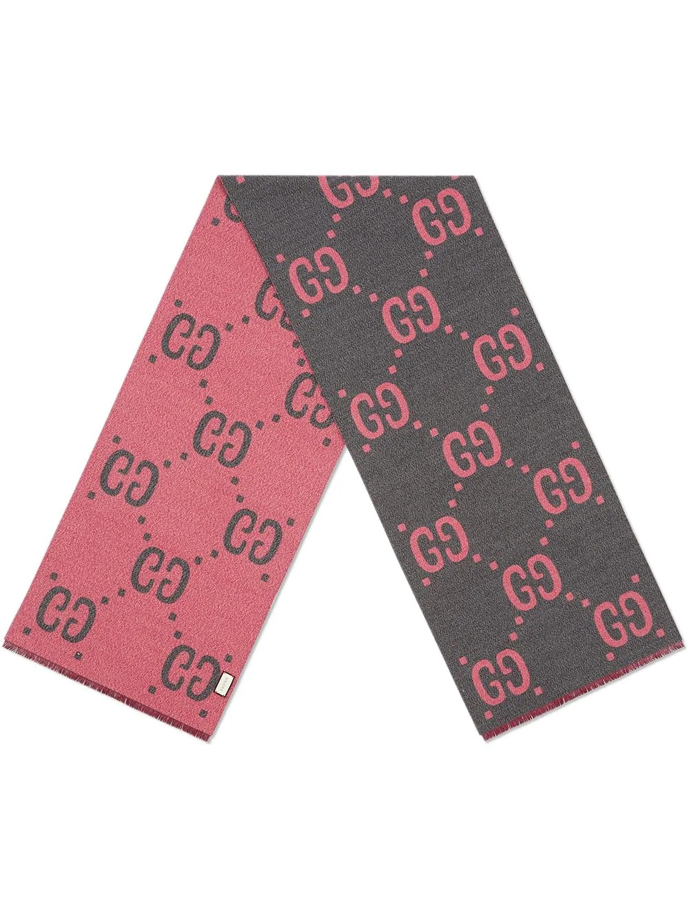 GG jacquard wool silk scarf - 2