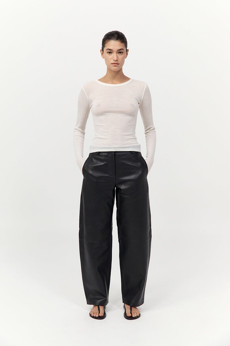 Leather Balloon Pants - Black - 4