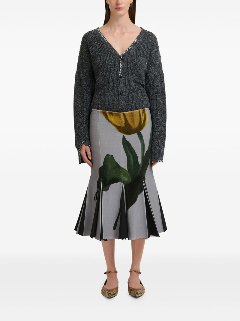 Marni x Slawn & Soldier tulip-print pleated midi skirt outlook