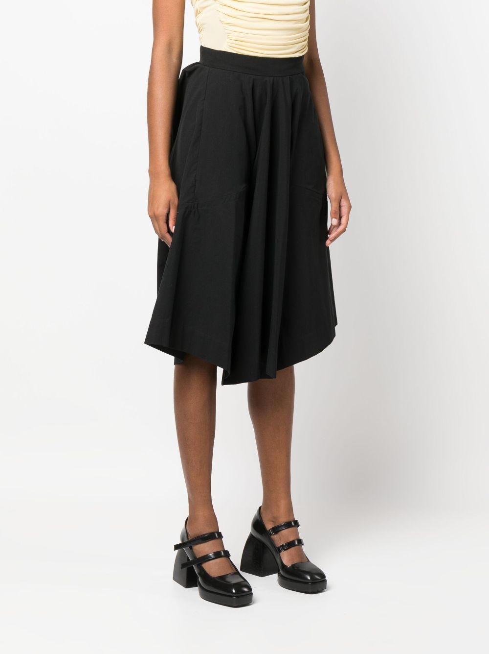 flared asymmetric-hem midi skirt - 3