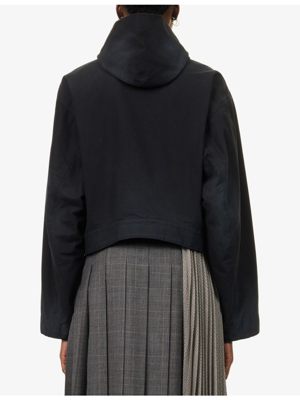 Hooded Cropped Cotton Jacket - 4