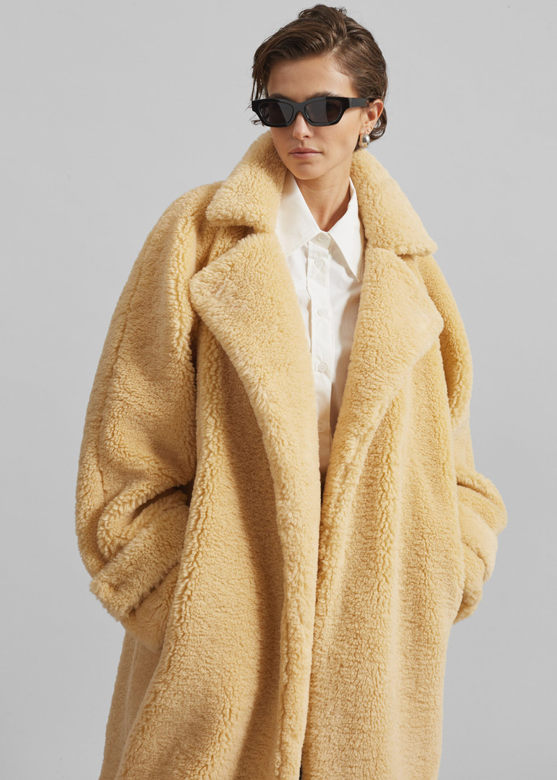 Gresham Faux Shearling Robe Coat - Yellow 4