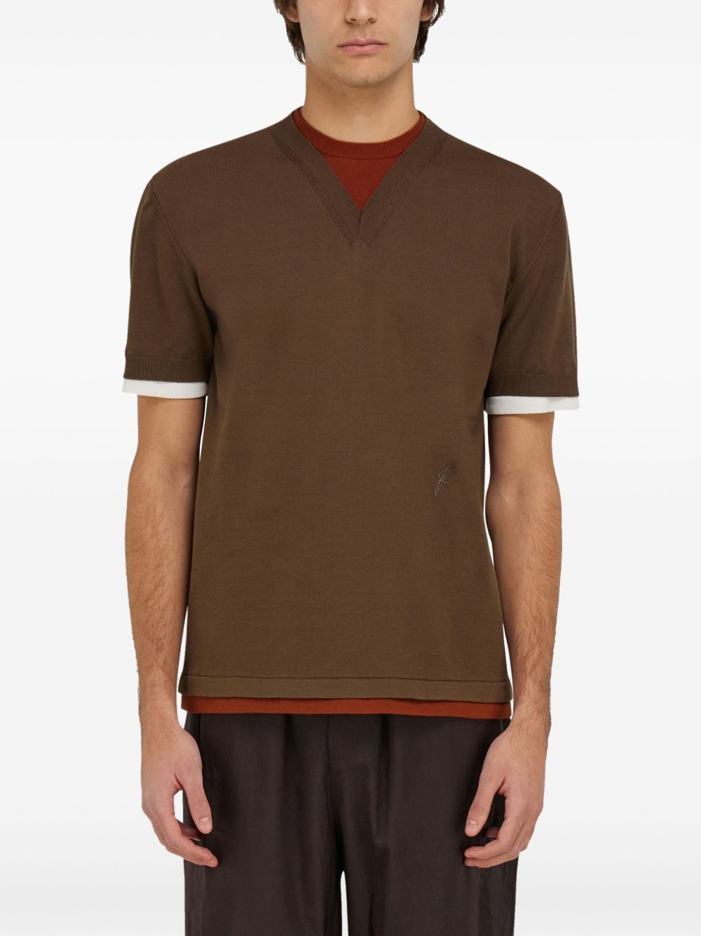 layered knitted T-shirt - 3