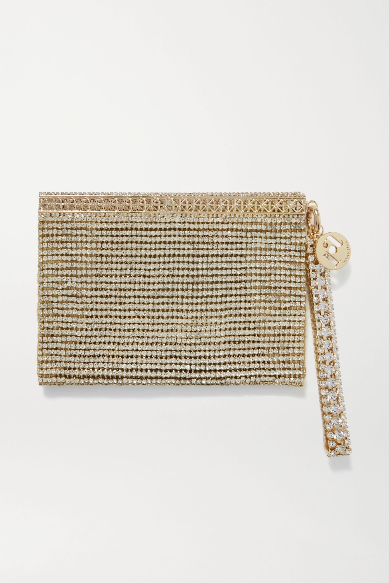 Melissa crystal-embellished gold-tone clutch - 1