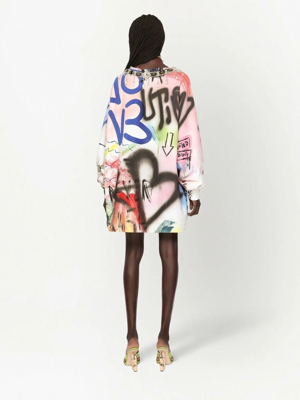 graffiti-print jumper dress - 4