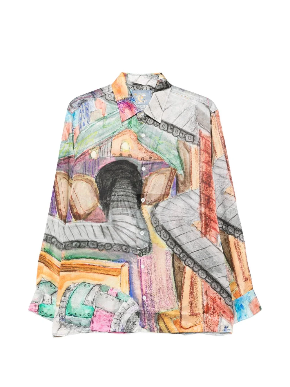 patterned button-up shirt - 1