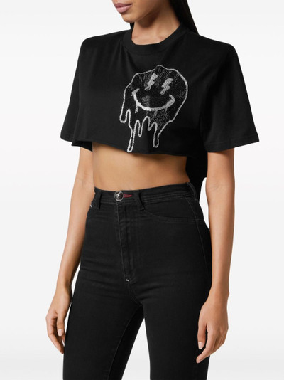 PHILIPP PLEIN Smiley-face cropped T-shirt outlook