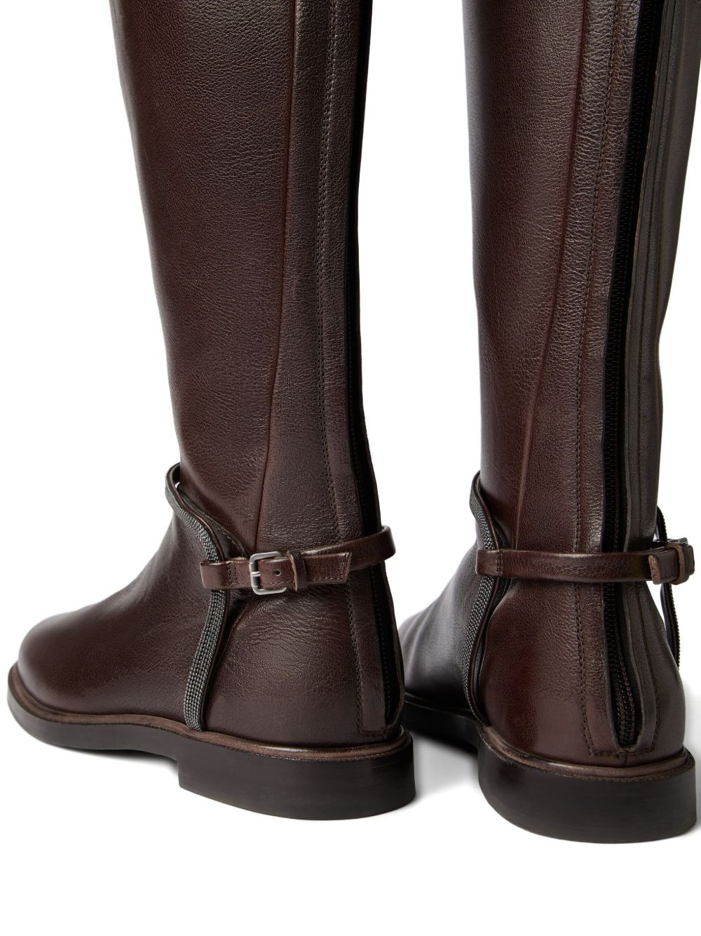 buckle-strap leather boots - 5