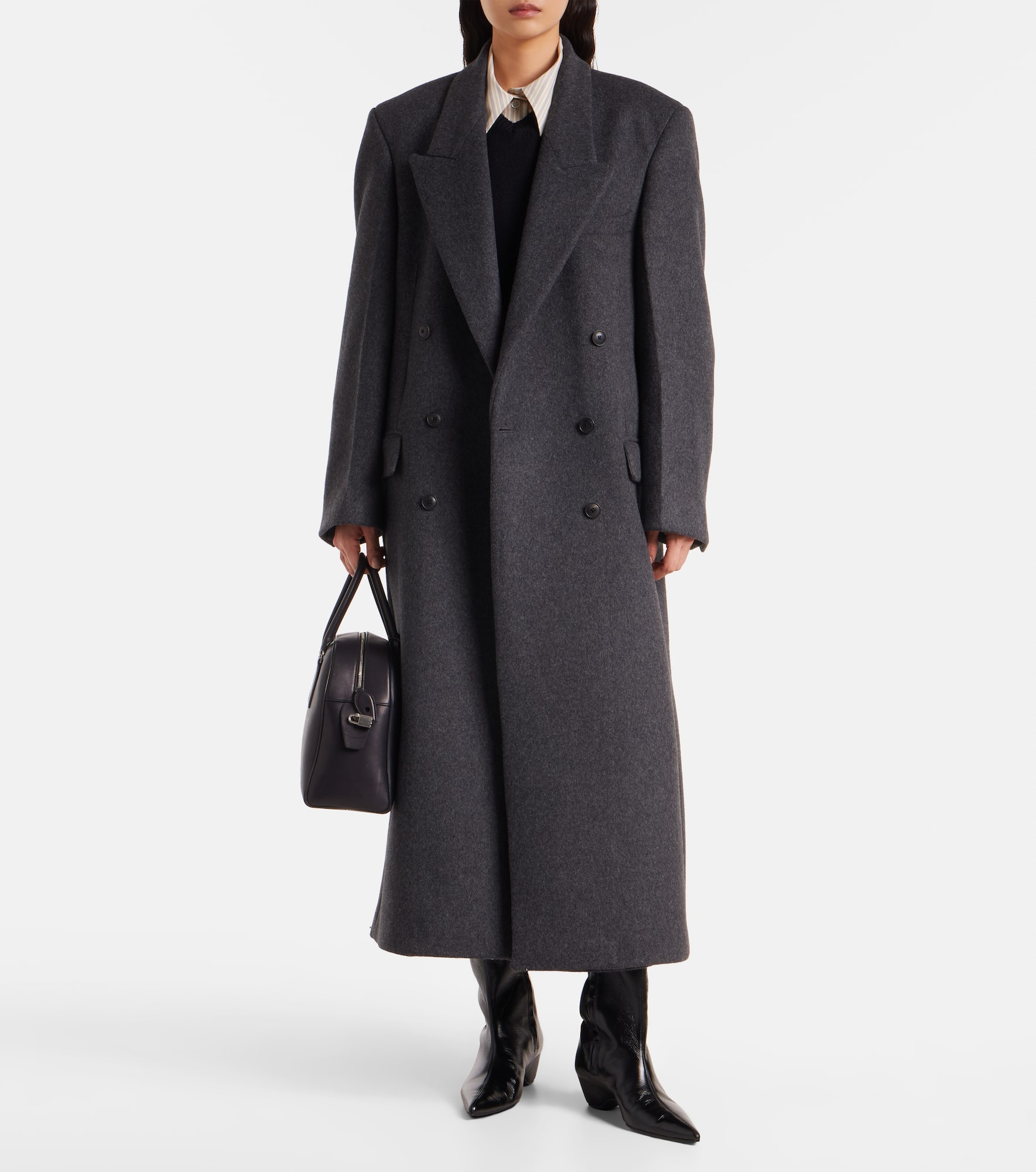 Double-breasted wool-blend coat - 2