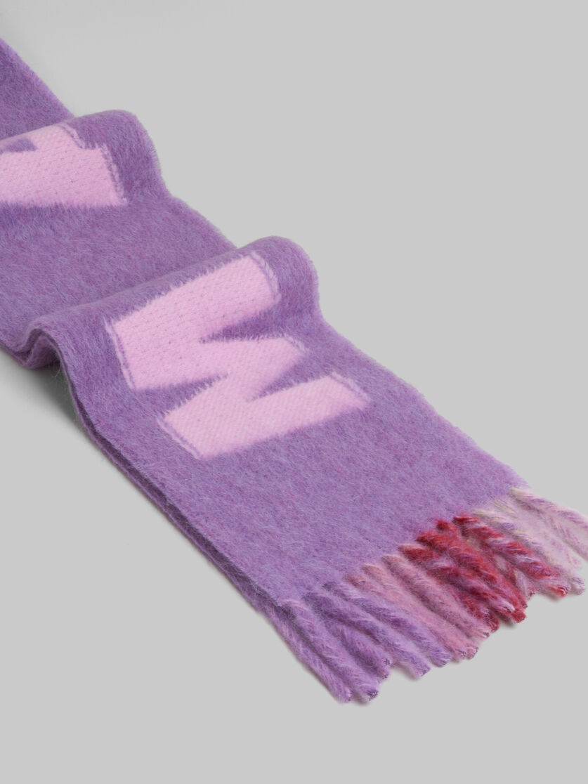 PURPLE MOHAIR AND WOOL SCARF WITH MAXI LOGO - 3