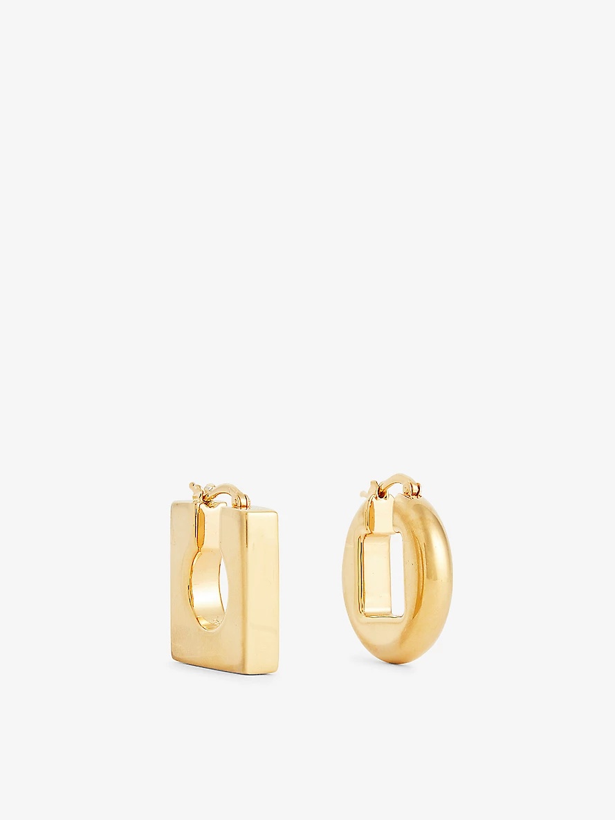 Les Boucles asymmetric gold-tone brass hoop earrings - 1