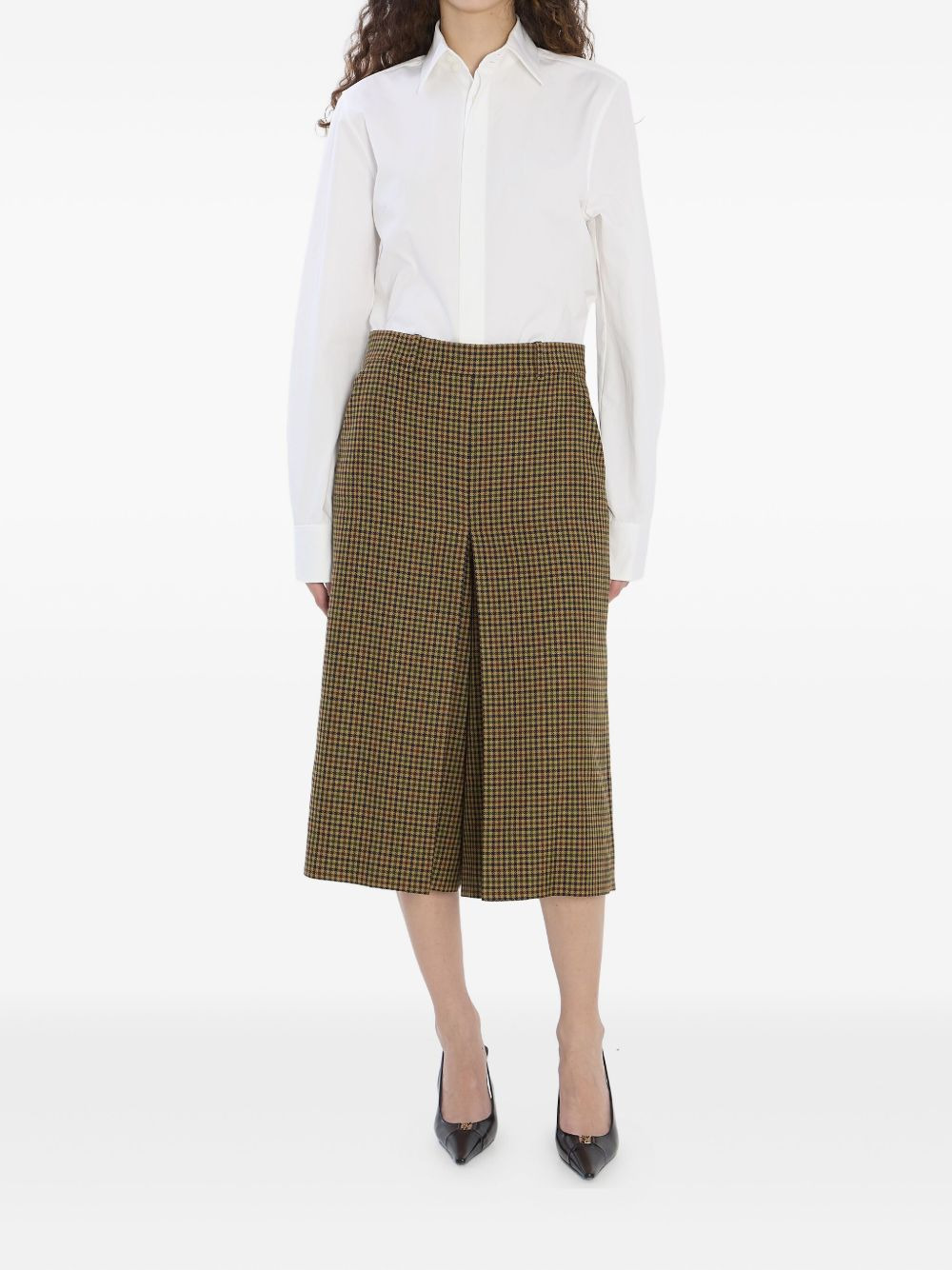 plaid-pattern cropped trousers - 2