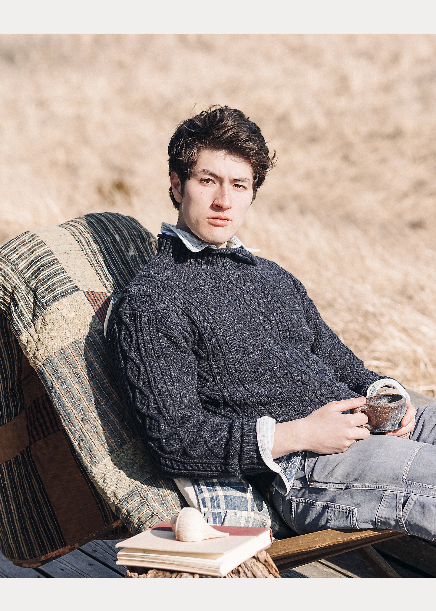 Aran-Knit Cotton Mockneck Sweater - 7