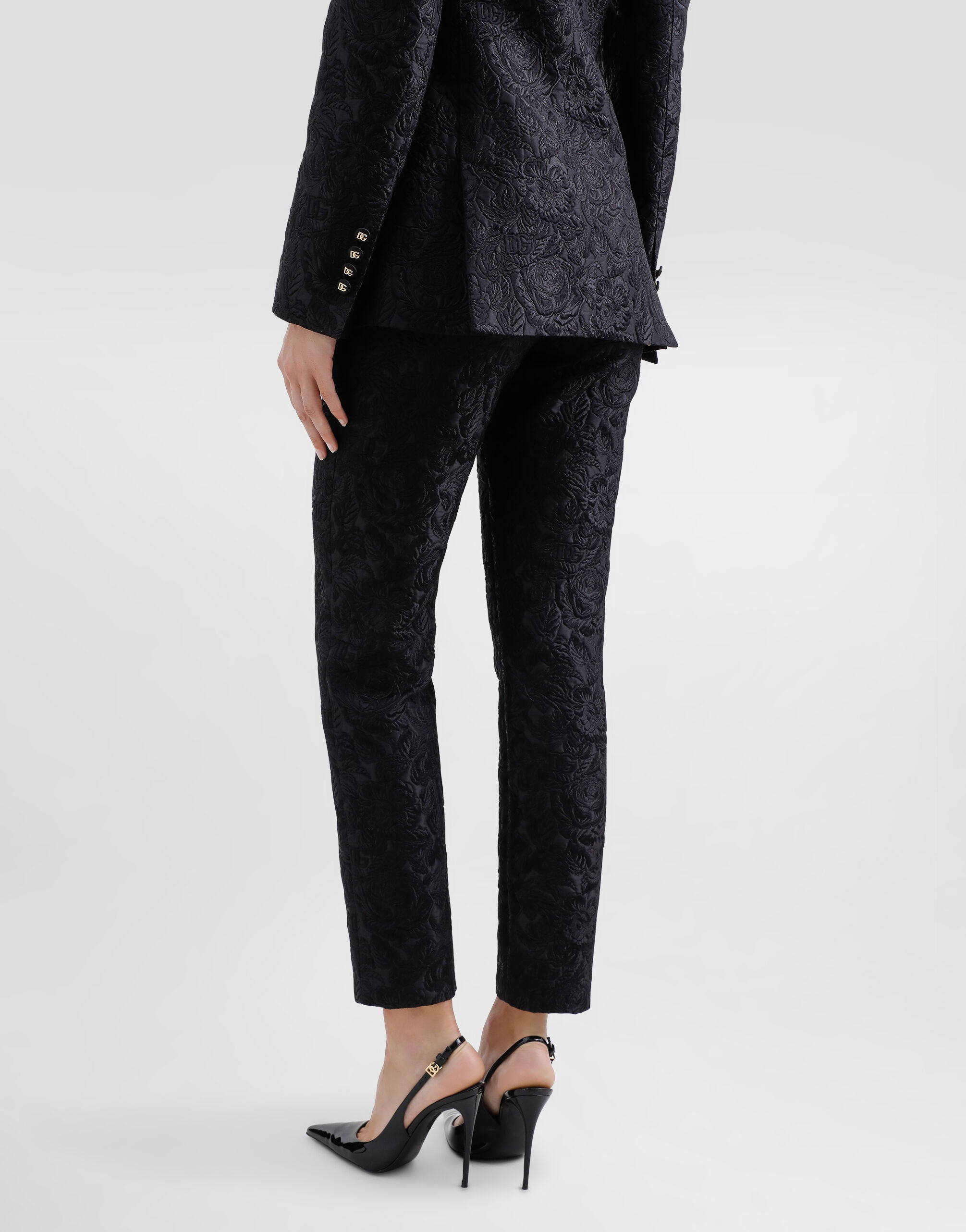 Tailored quilted floral jacquard pants - 4