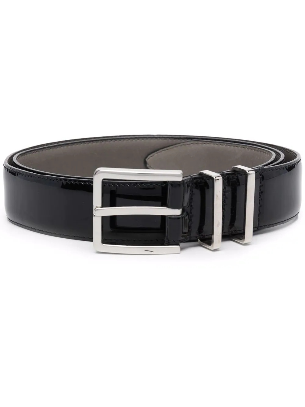 glossy leather belt - 1