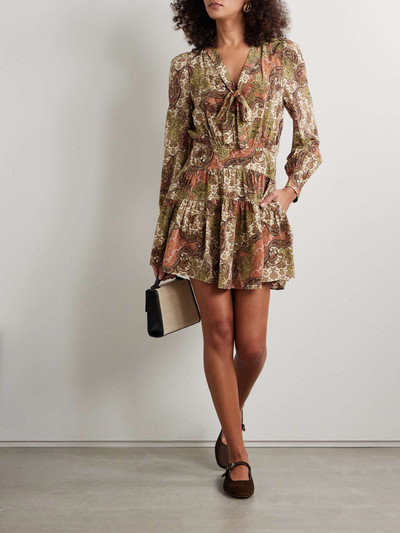 ULLA JOHNSON Maris pleated paisley-print silk crepe de chine mini dress outlook